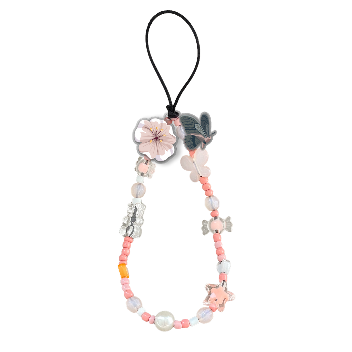 Beaded Strap with Acrylic Charm  - Ivy