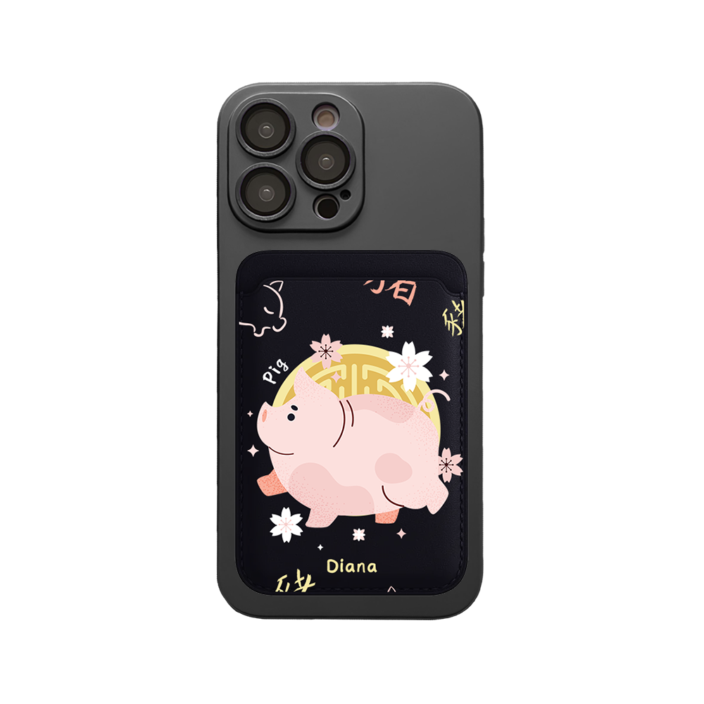 iPhone Magnetic Wallet Silicone Case - Pig