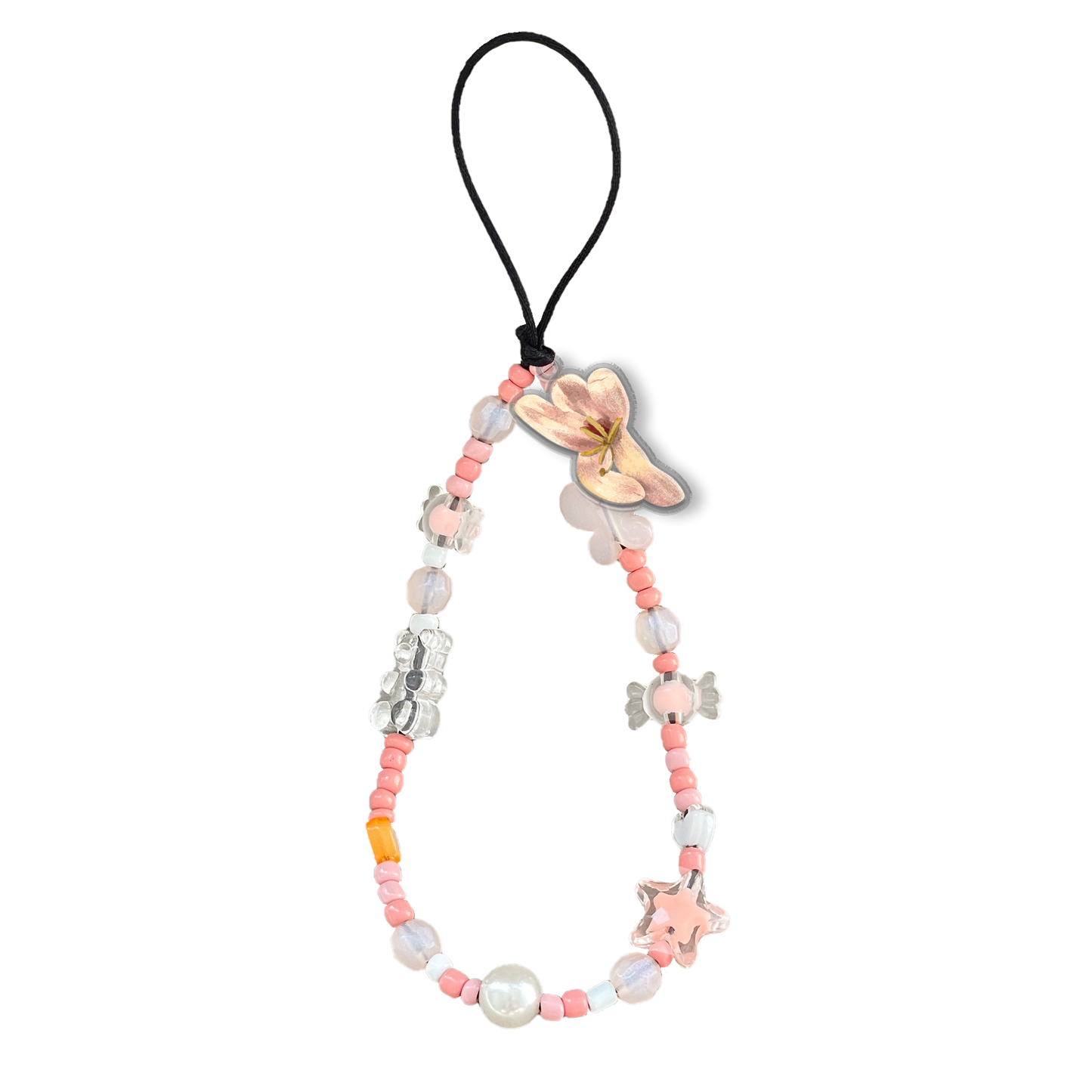 Beaded Strap with Acrylic Charm  - June Honeysuckle