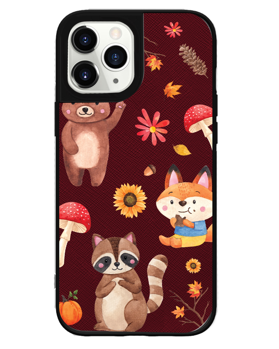 iPhone Leather Grip Case - Autumn Animals