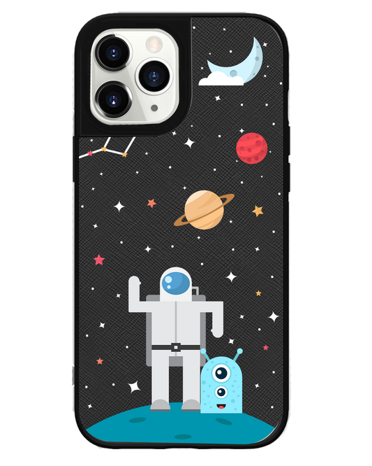 iPhone Leather Grip Case - Blue Alien