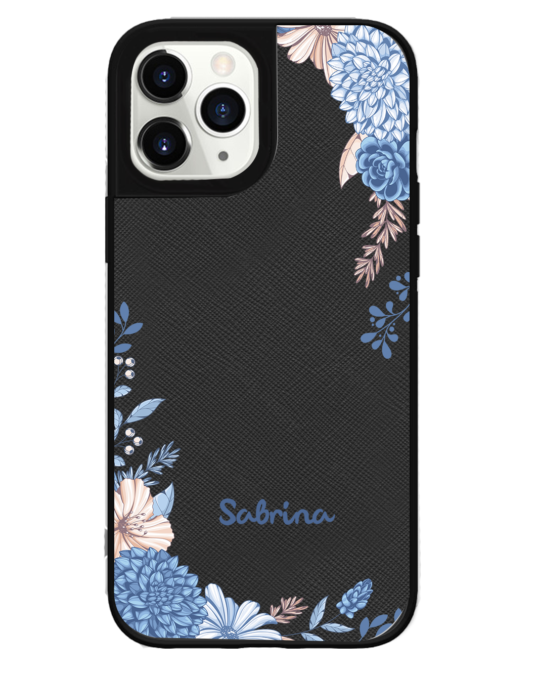 iPhone Leather Grip Case - Blue Florals