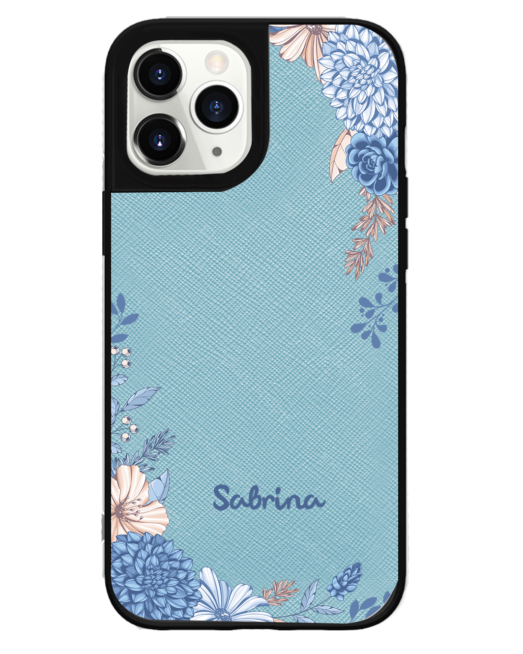 iPhone Leather Grip Case - Blue Florals