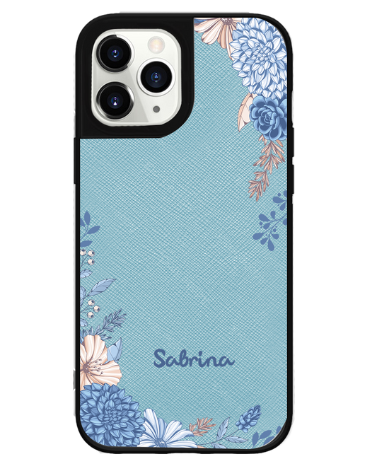 iPhone Leather Grip Case - Blue Florals