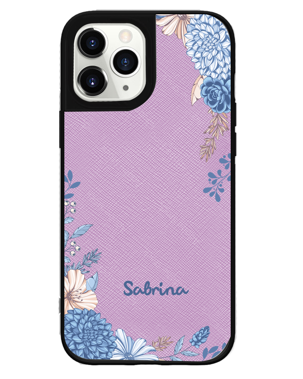 iPhone Leather Grip Case - Blue Florals