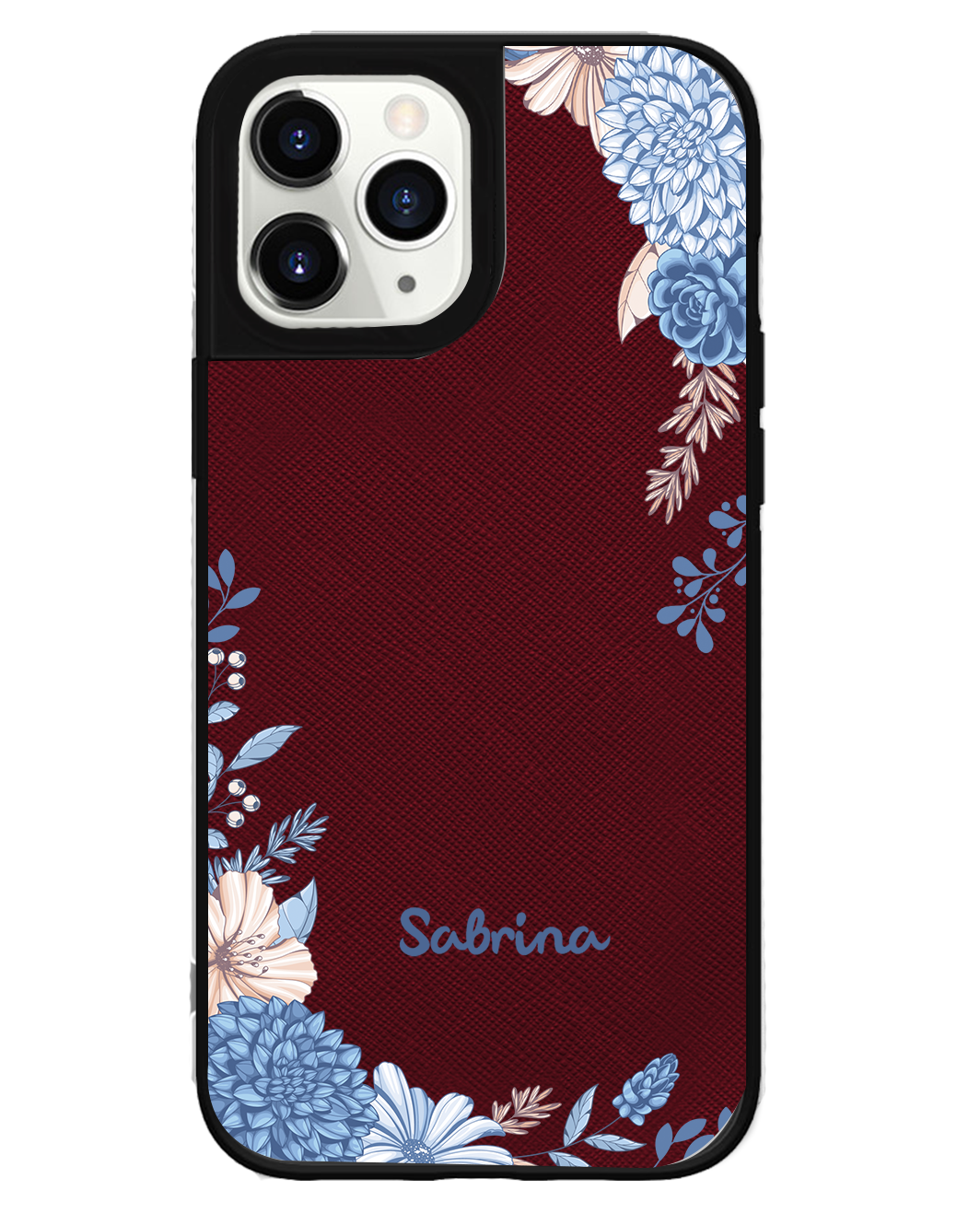 iPhone Leather Grip Case - Blue Florals