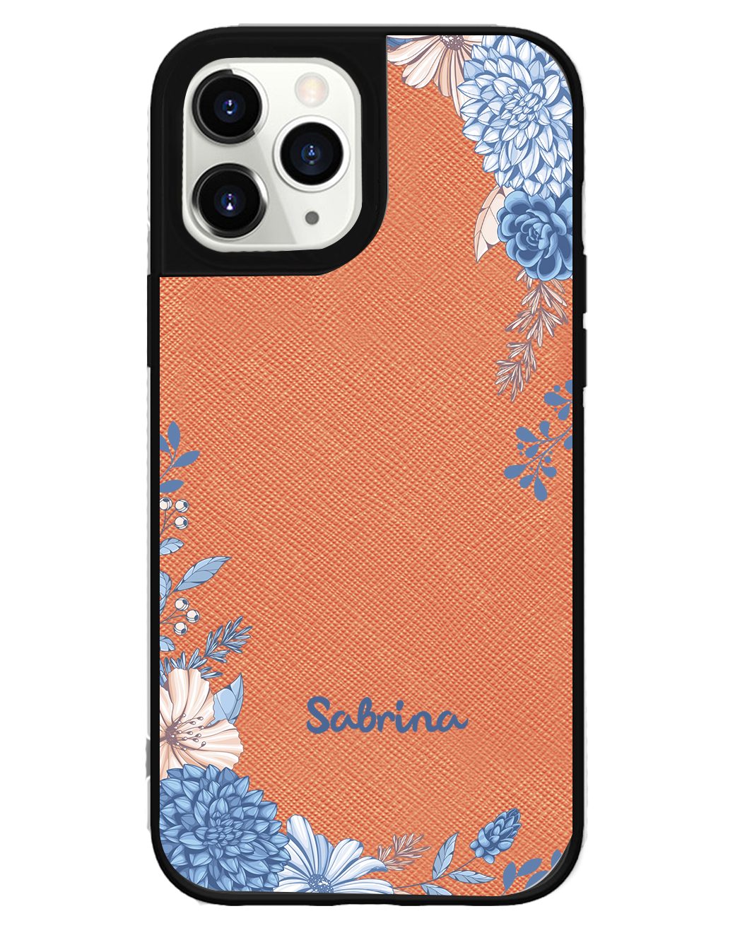 iPhone Leather Grip Case - Blue Florals