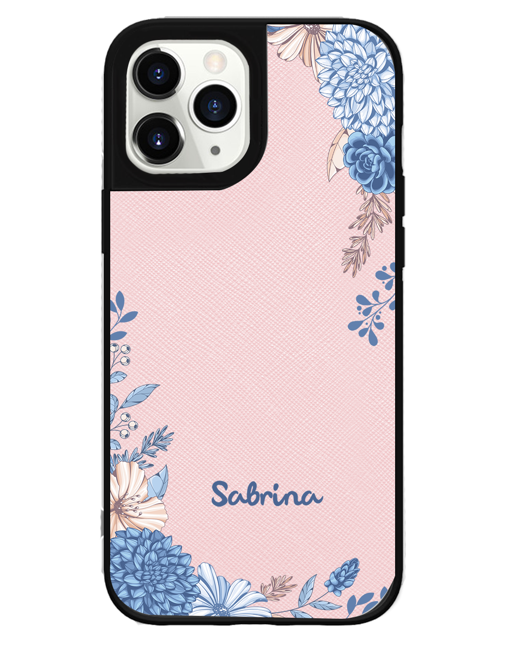 iPhone Leather Grip Case - Blue Florals