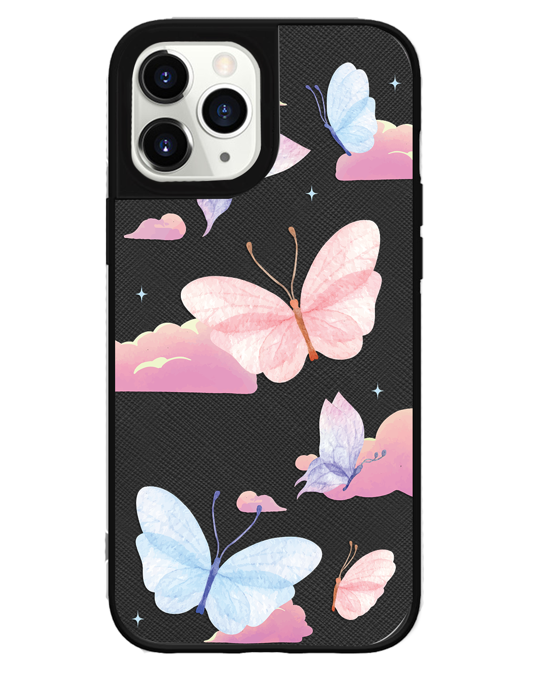 iPhone Leather Grip Case - Butterfly & Clouds