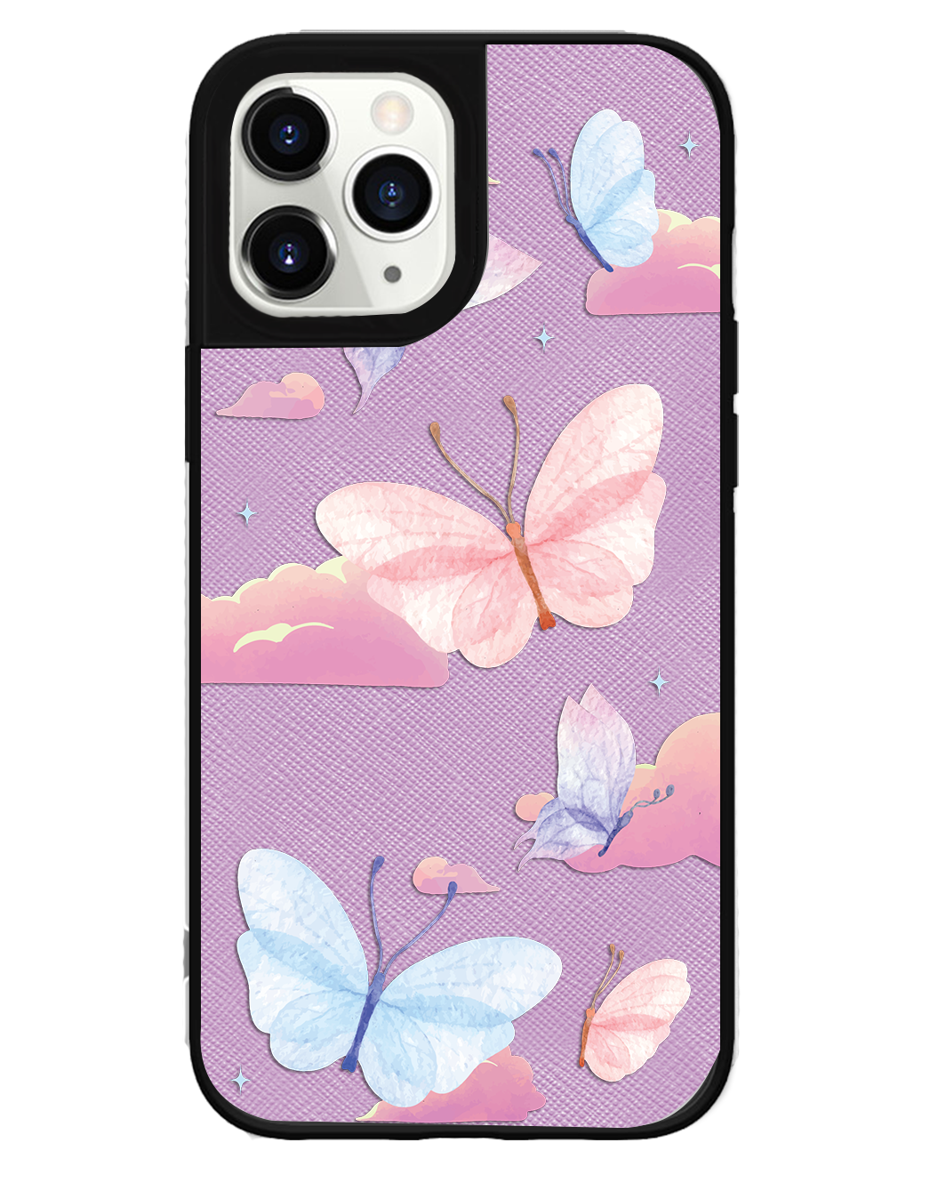 iPhone Leather Grip Case - Butterfly & Clouds