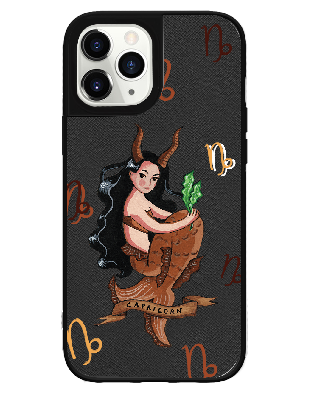 iPhone Leather Grip Case - Capricorn