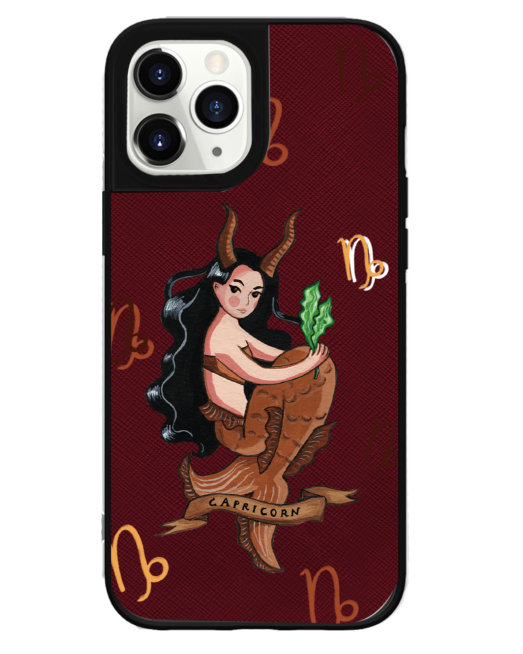 iPhone Leather Grip Case - Capricorn