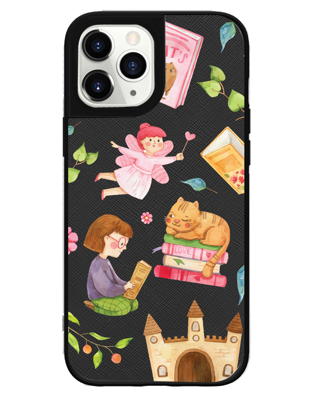 iPhone Leather Grip Case - Fairy Cat