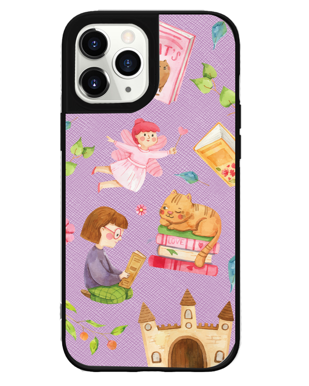 iPhone Leather Grip Case - Fairy Cat