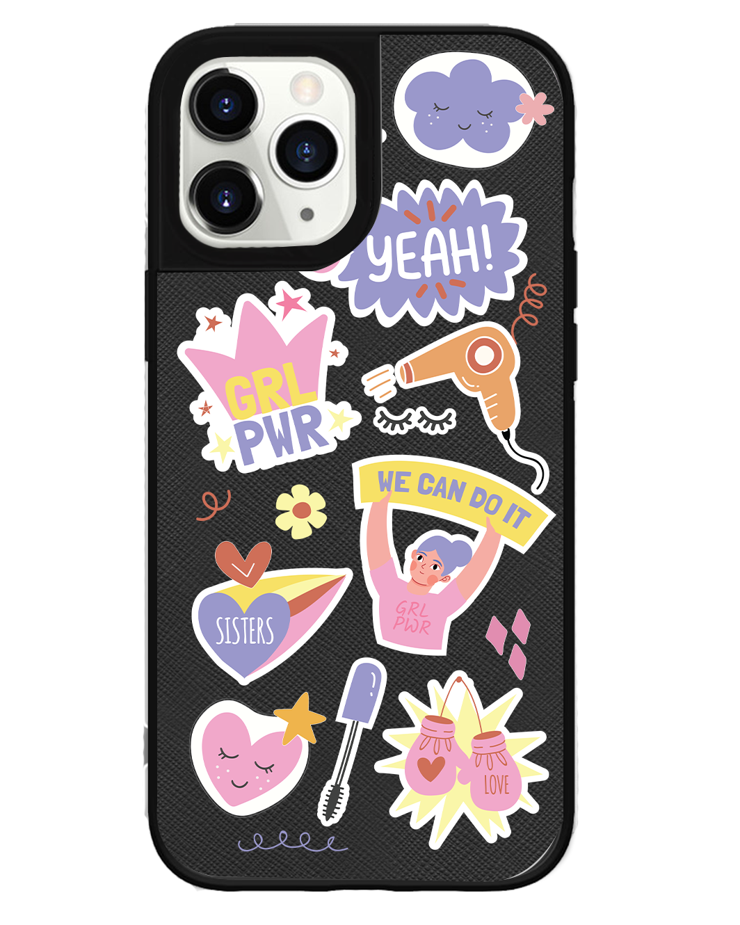 iPhone Leather Grip Case - Girl Power Sticker Pack