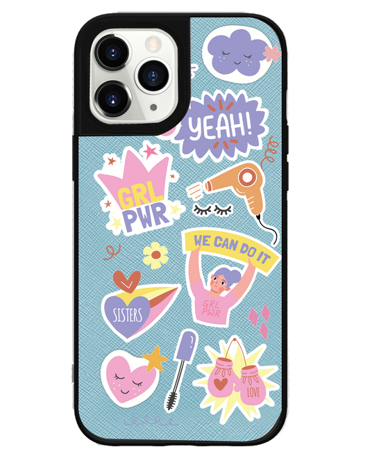 iPhone Leather Grip Case - Girl Power Sticker Pack