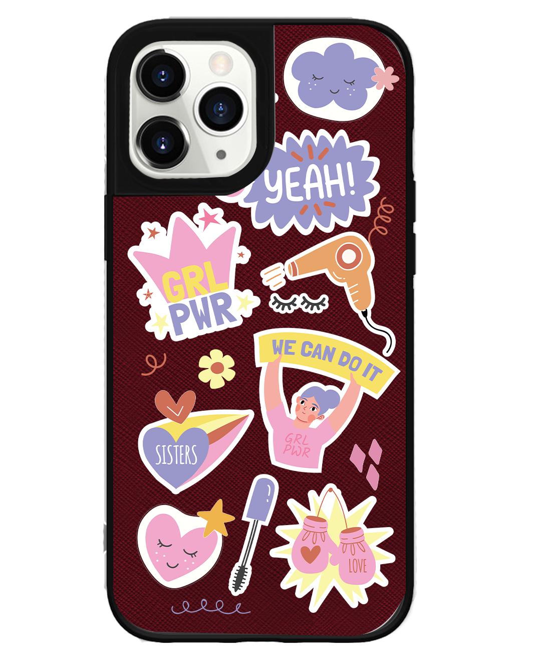 iPhone Leather Grip Case - Girl Power Sticker Pack