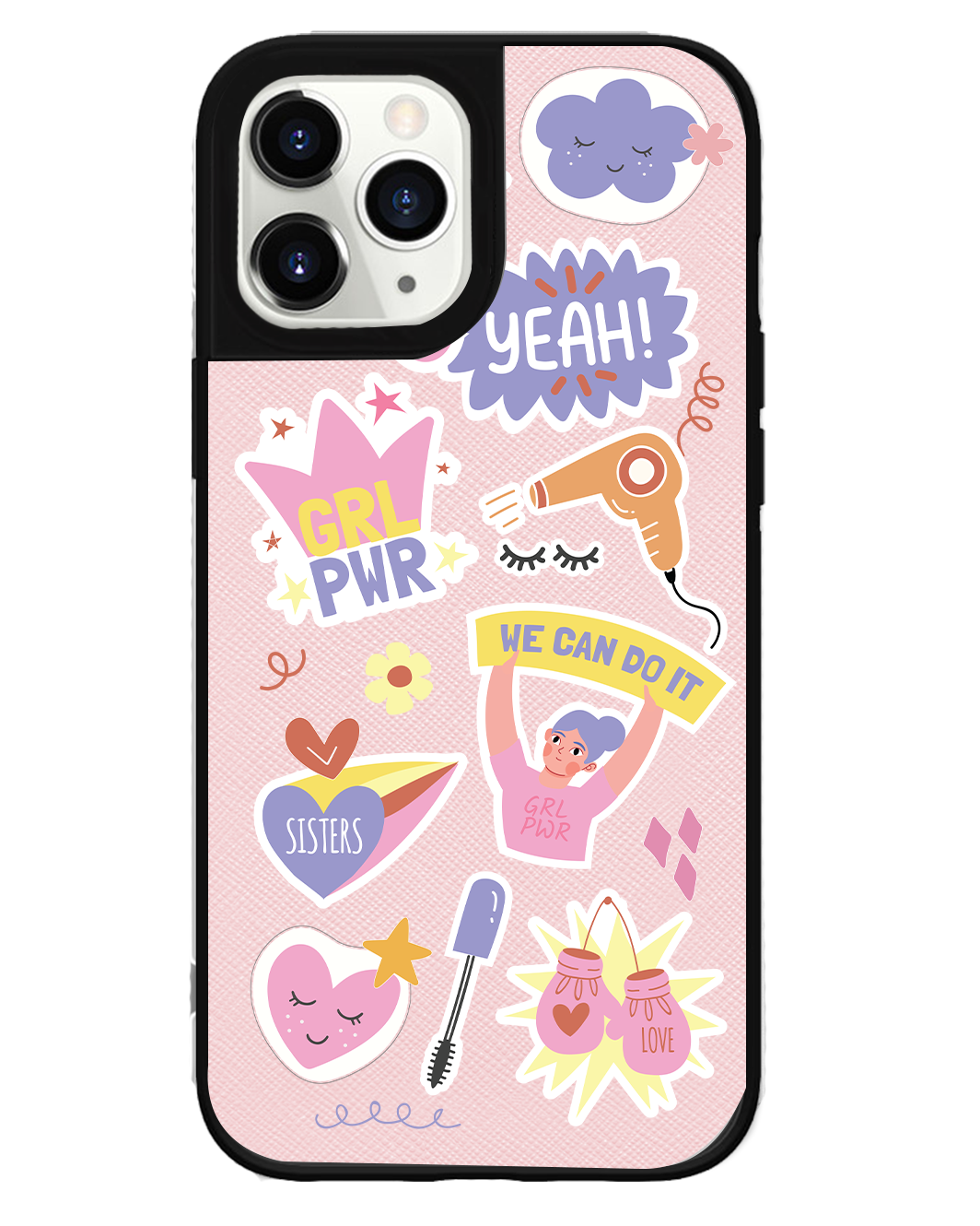 iPhone Leather Grip Case - Girl Power Sticker Pack