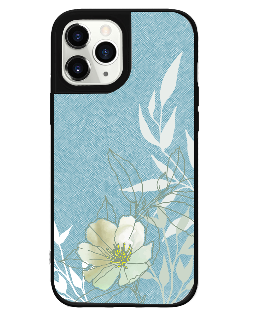 iPhone Leather Grip Case - Green Mint Lily