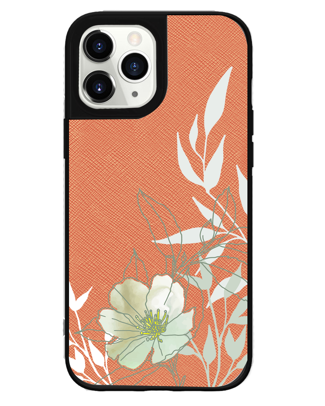 iPhone Leather Grip Case - Green Mint Lily