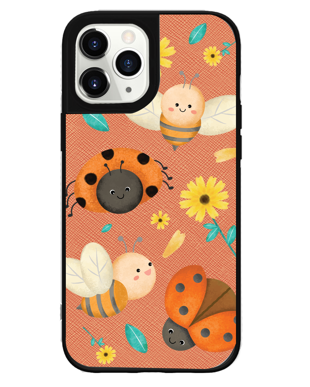 iPhone Leather Grip Case - Ladybug & Bee