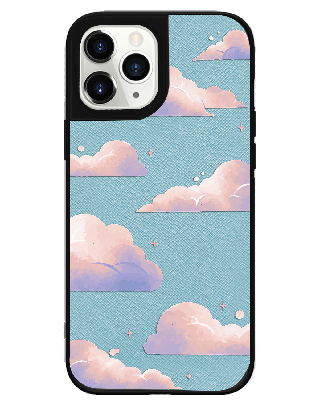 iPhone Leather Grip Case - Pastel Clouds