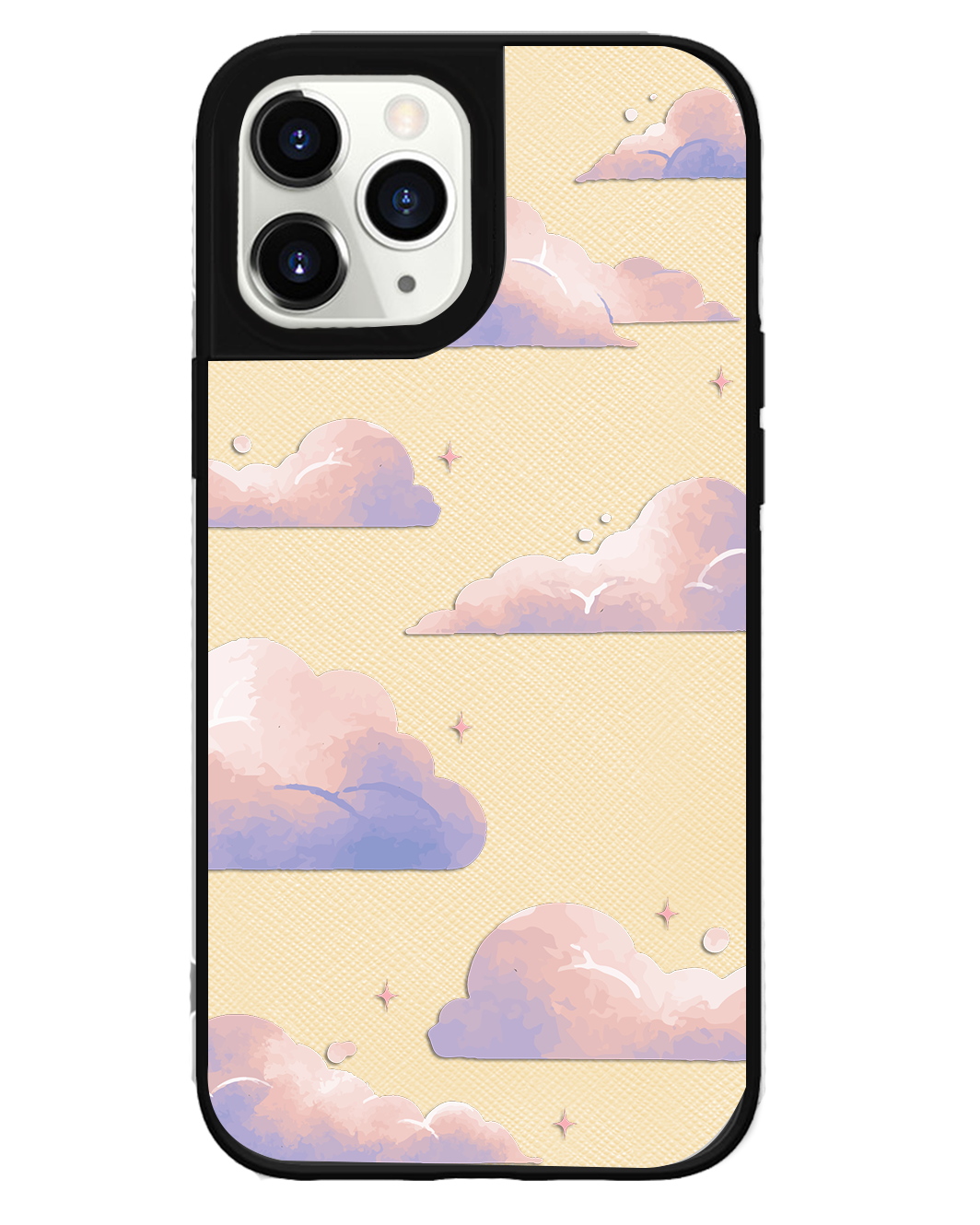 iPhone Leather Grip Case - Pastel Clouds