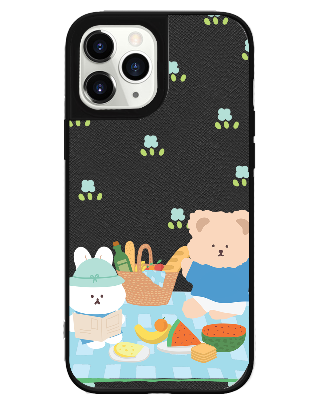 iPhone Leather Grip Case - Picnic Bear Blue