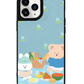 iPhone Leather Grip Case - Picnic Bear Blue