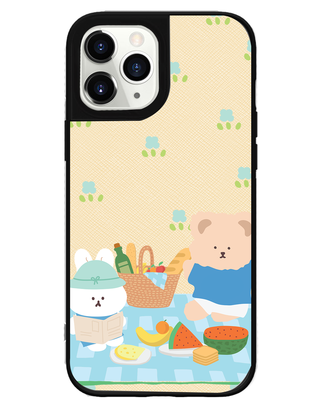 iPhone Leather Grip Case - Picnic Bear Blue