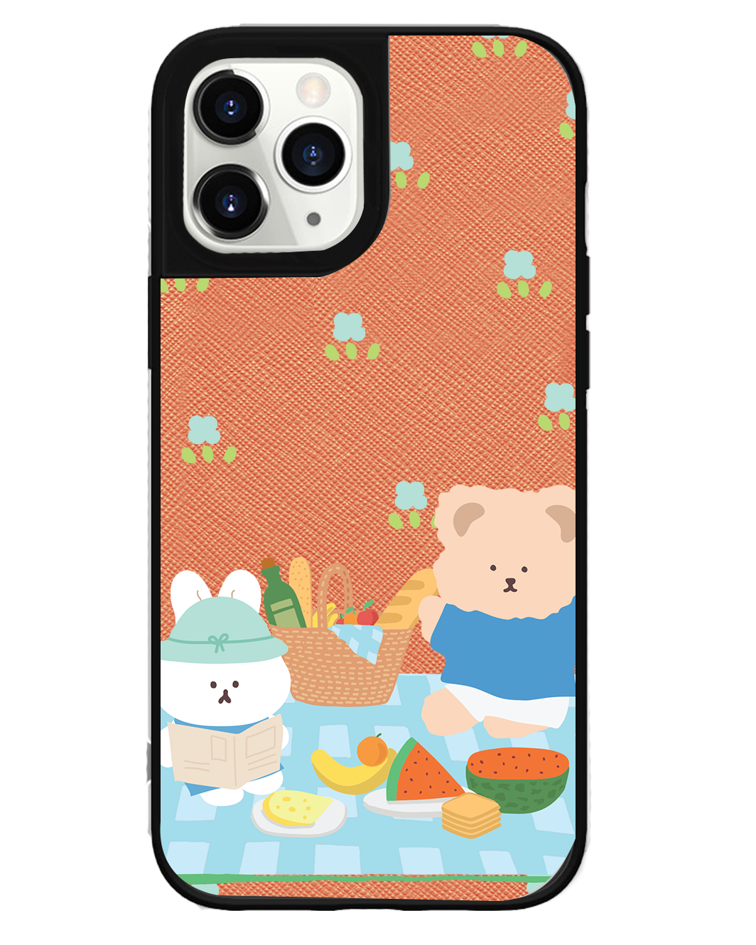 iPhone Leather Grip Case - Picnic Bear Blue