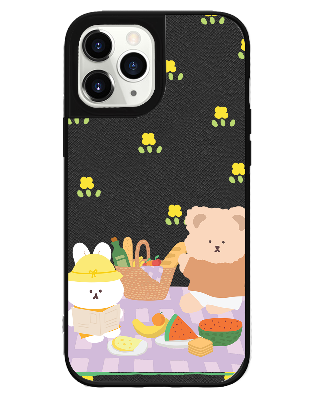 iPhone Leather Grip Case - Picnic Bear Lilac