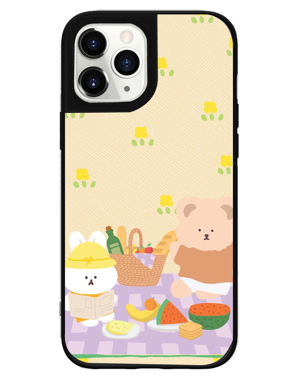 iPhone Leather Grip Case - Picnic Bear Lilac