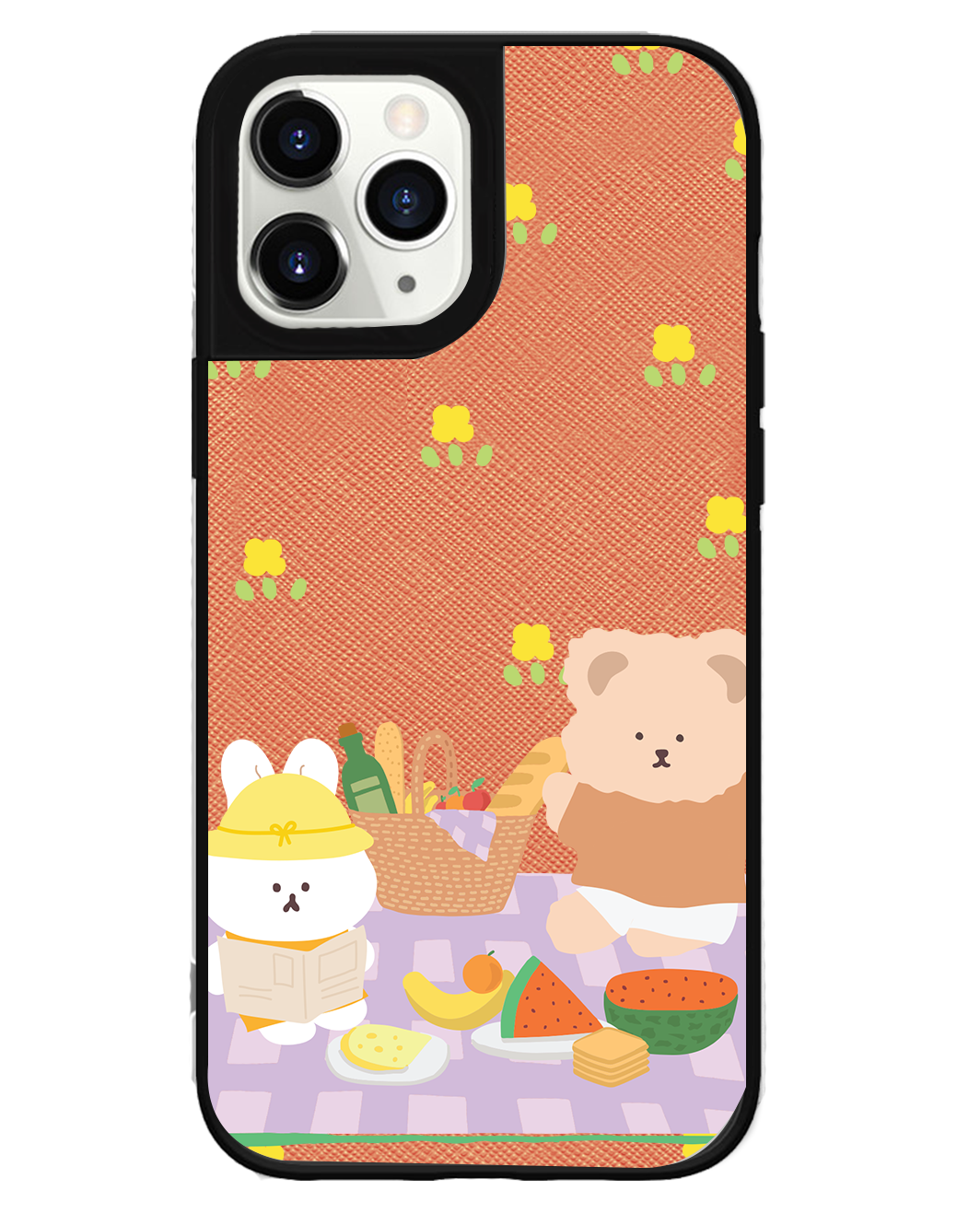 iPhone Leather Grip Case - Picnic Bear Lilac