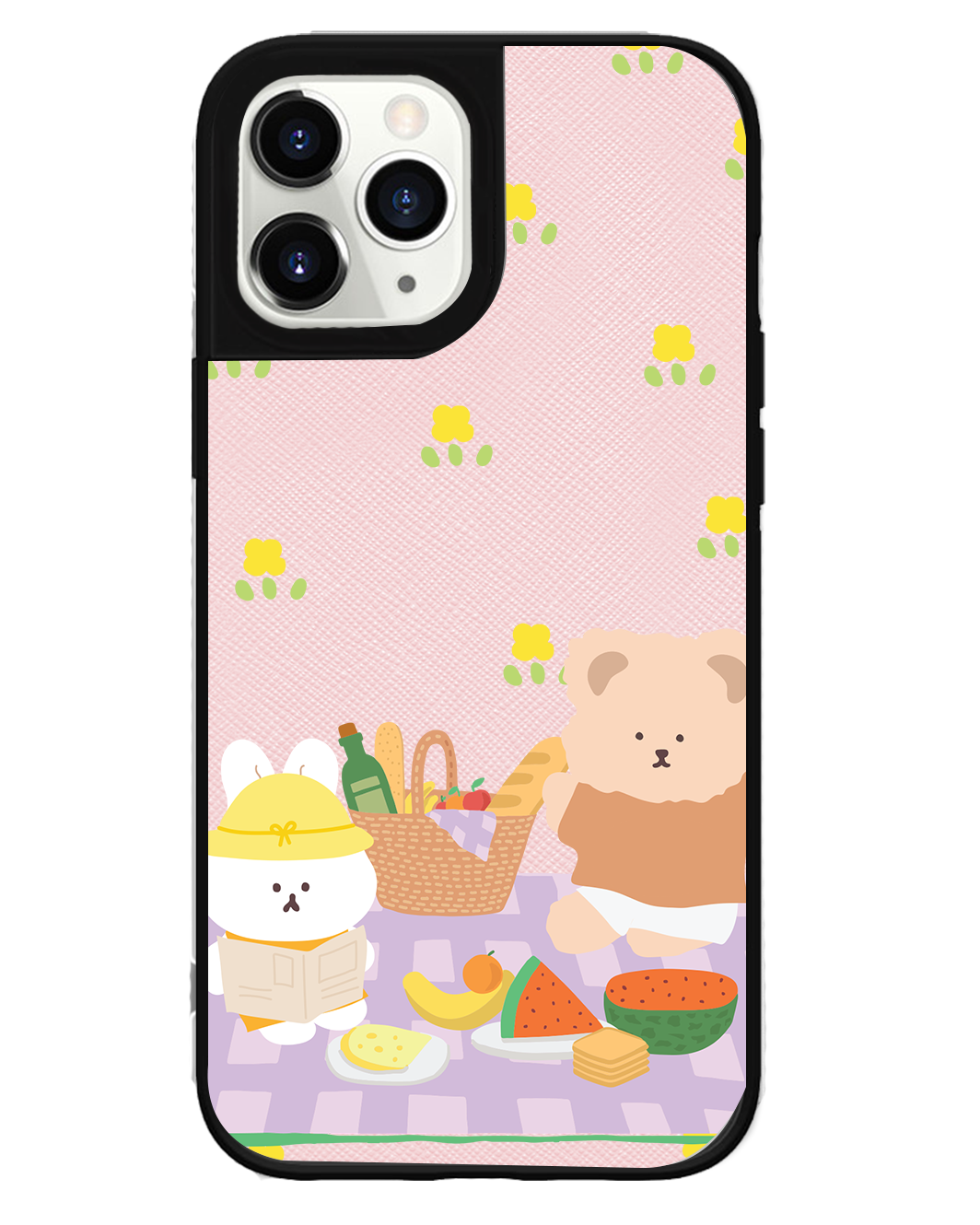 iPhone Leather Grip Case - Picnic Bear Lilac