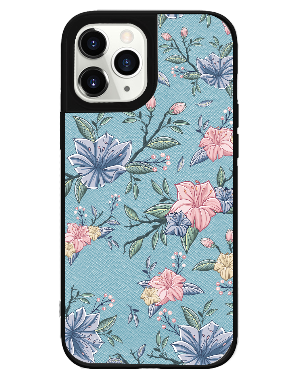 iPhone Leather Grip Case - Pink & Blue Florals