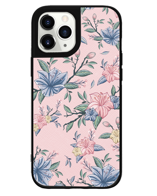 iPhone Leather Grip Case - Pink & Blue Florals