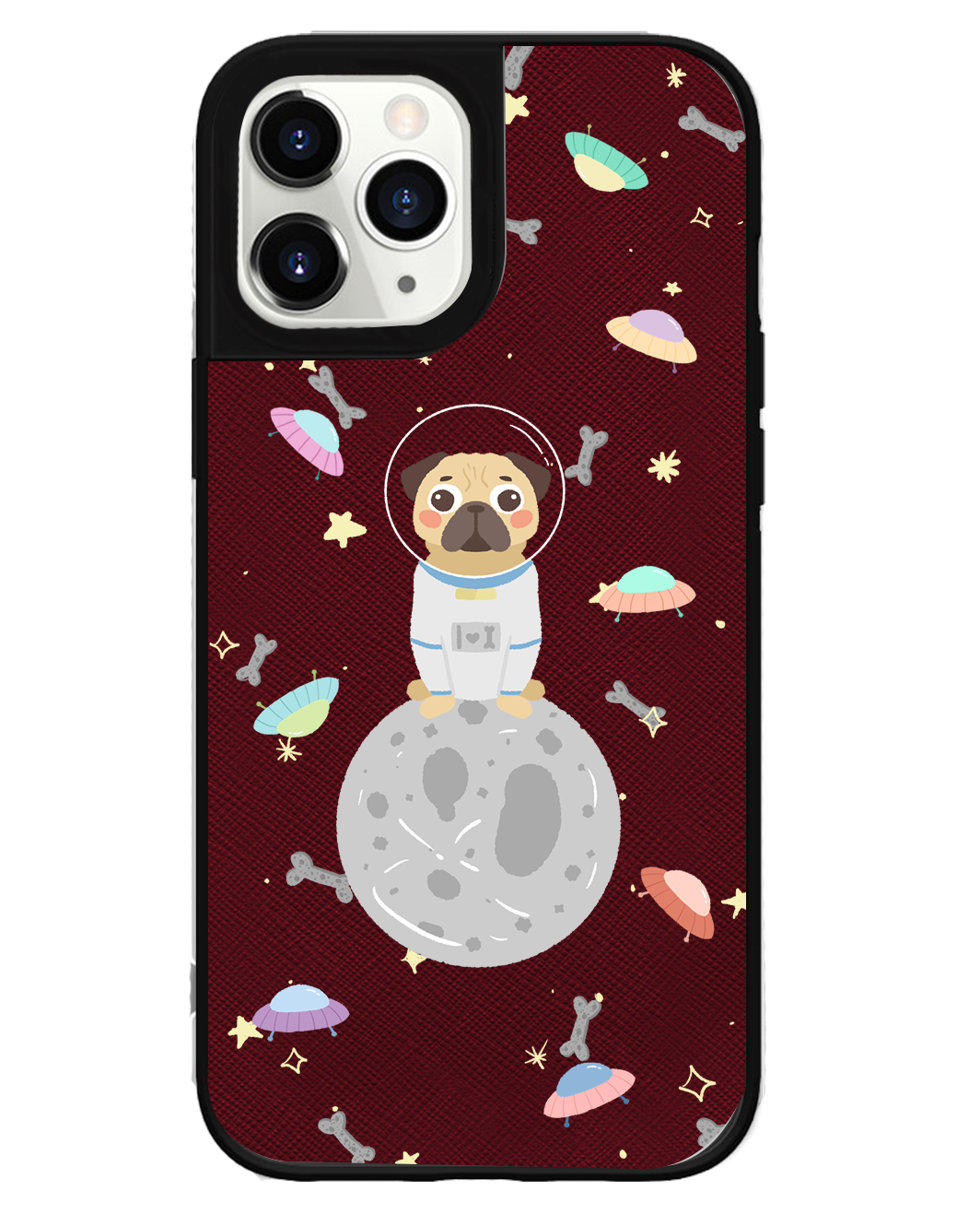 iPhone Leather Grip Case - Pugstronaut