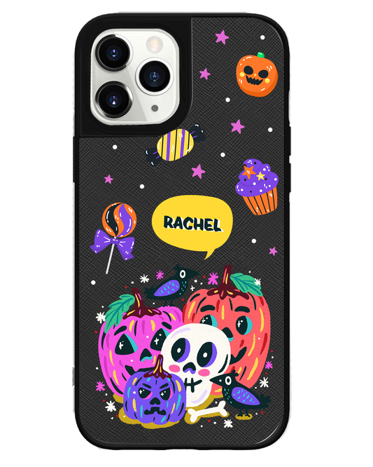 iPhone Leather Grip Case - Pumpkin Monster