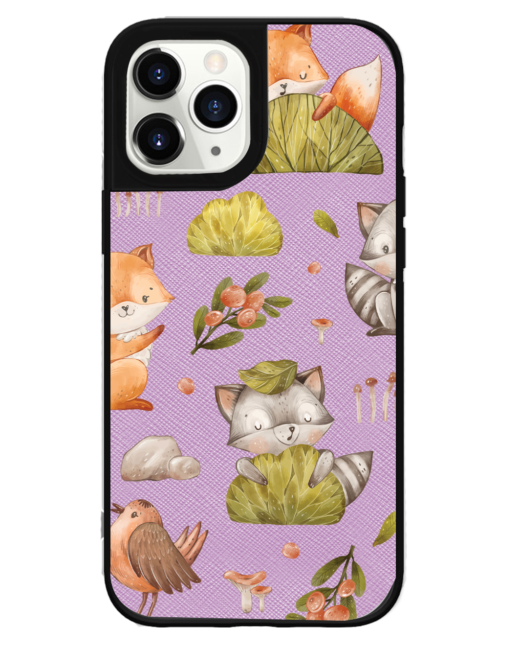 iPhone Leather Grip Case - Racoon & Friends