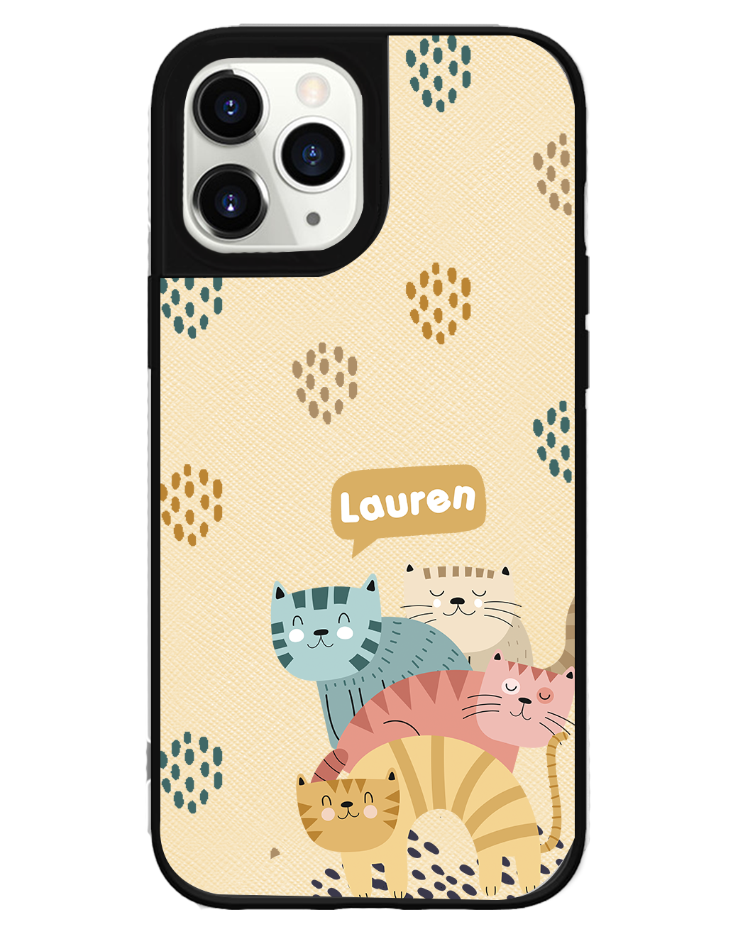 iPhone Leather Grip Case - Rainbow Meow 2.0