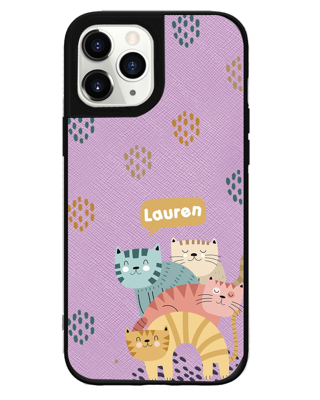 iPhone Leather Grip Case - Rainbow Meow 2.0