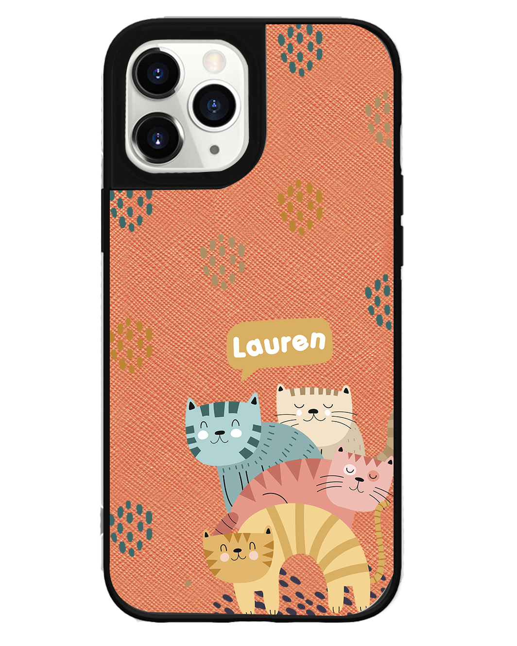 iPhone Leather Grip Case - Rainbow Meow 2.0