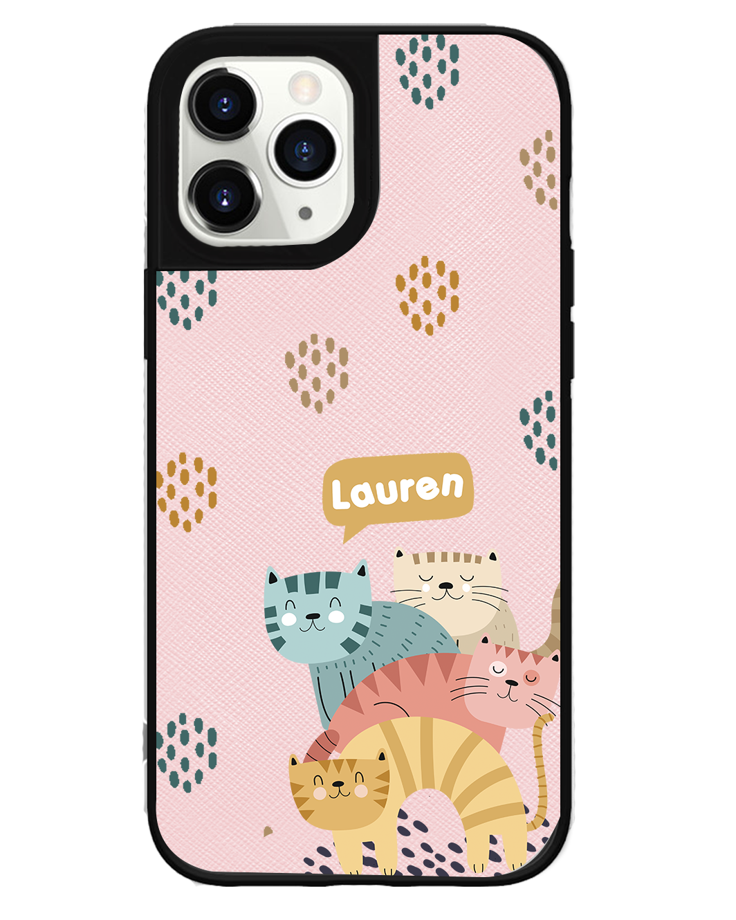 iPhone Leather Grip Case - Rainbow Meow 2.0