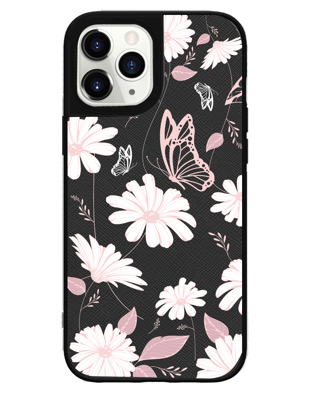 iPhone Leather Grip Case - Sketchy Flower & Butterfly