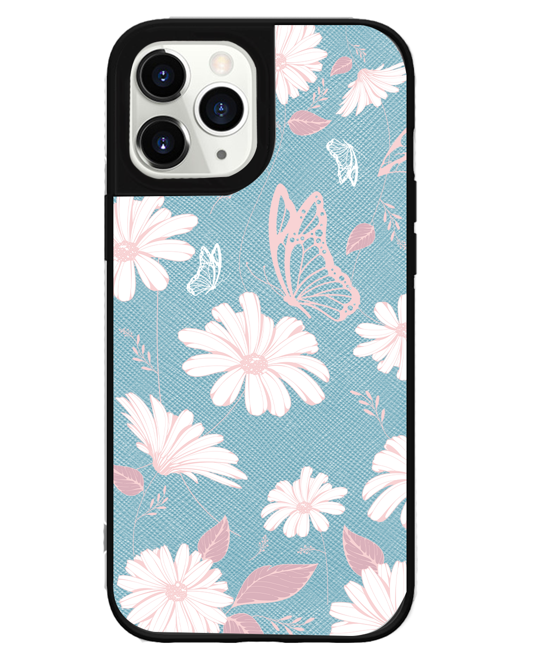 iPhone Leather Grip Case - Sketchy Flower & Butterfly