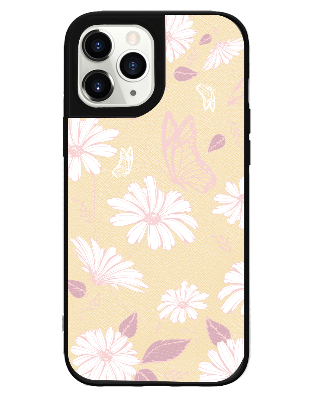 iPhone Leather Grip Case - Sketchy Flower & Butterfly