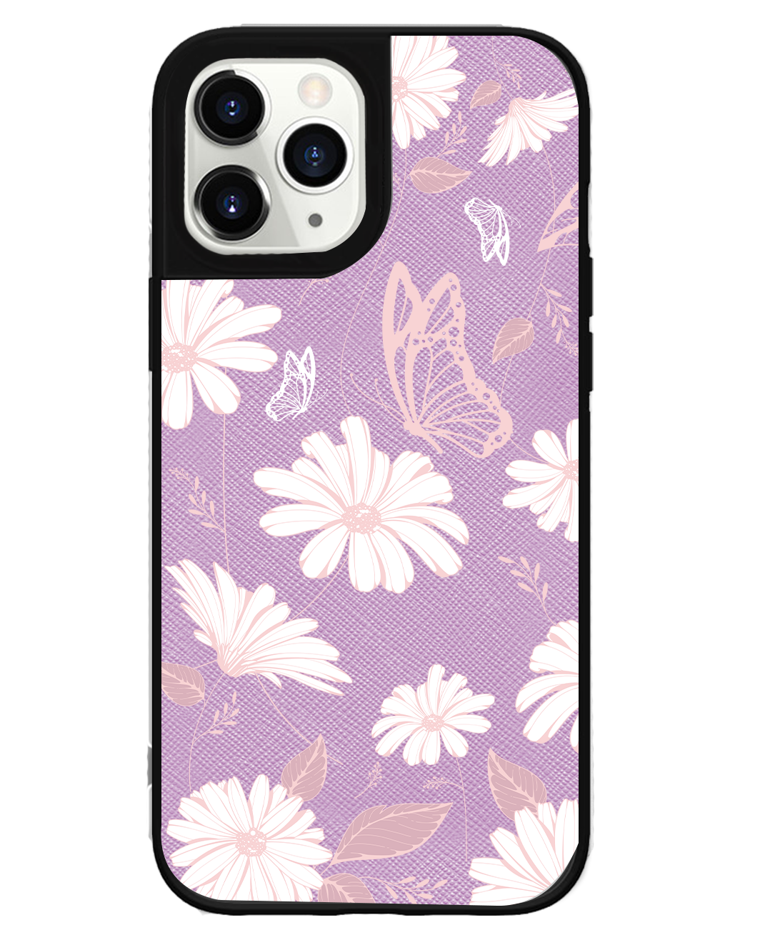 iPhone Leather Grip Case - Sketchy Flower & Butterfly