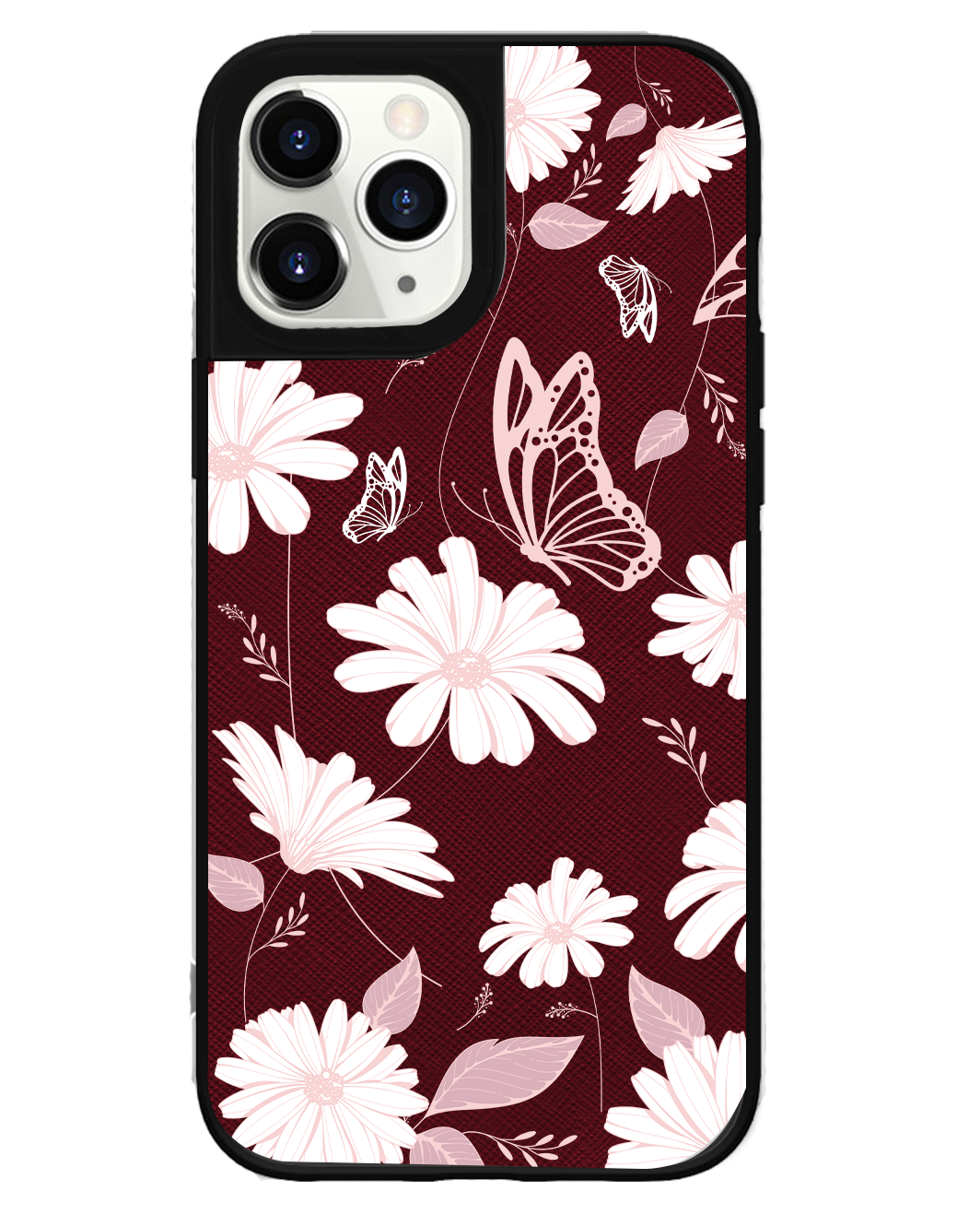 iPhone Leather Grip Case - Sketchy Flower & Butterfly