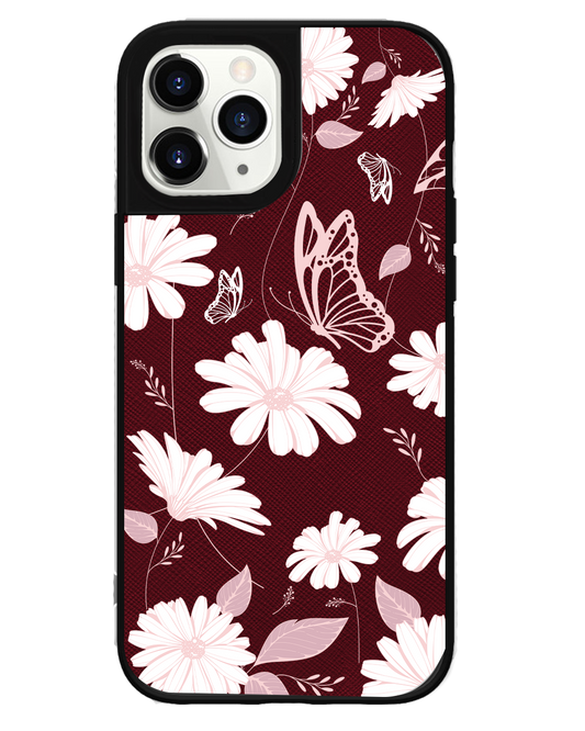 iPhone Leather Grip Case - Sketchy Flower & Butterfly